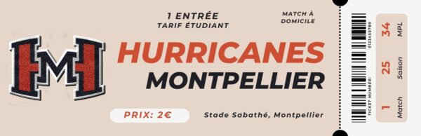 Ticket Hurricanes 1 Entree Etudiant 2025